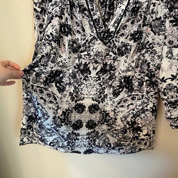 Rebecca Taylor Silk Floral 3/4 Sleeves Blouse Flowy Crochet Women's Sz 6 Office - Picture 6 of 12